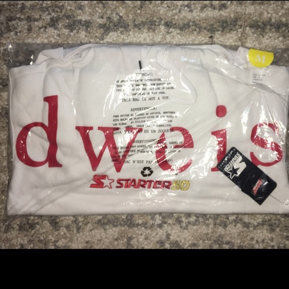 Starter50 ❤️🤍 white red hoodie men’s size M - Picture 4 of 15